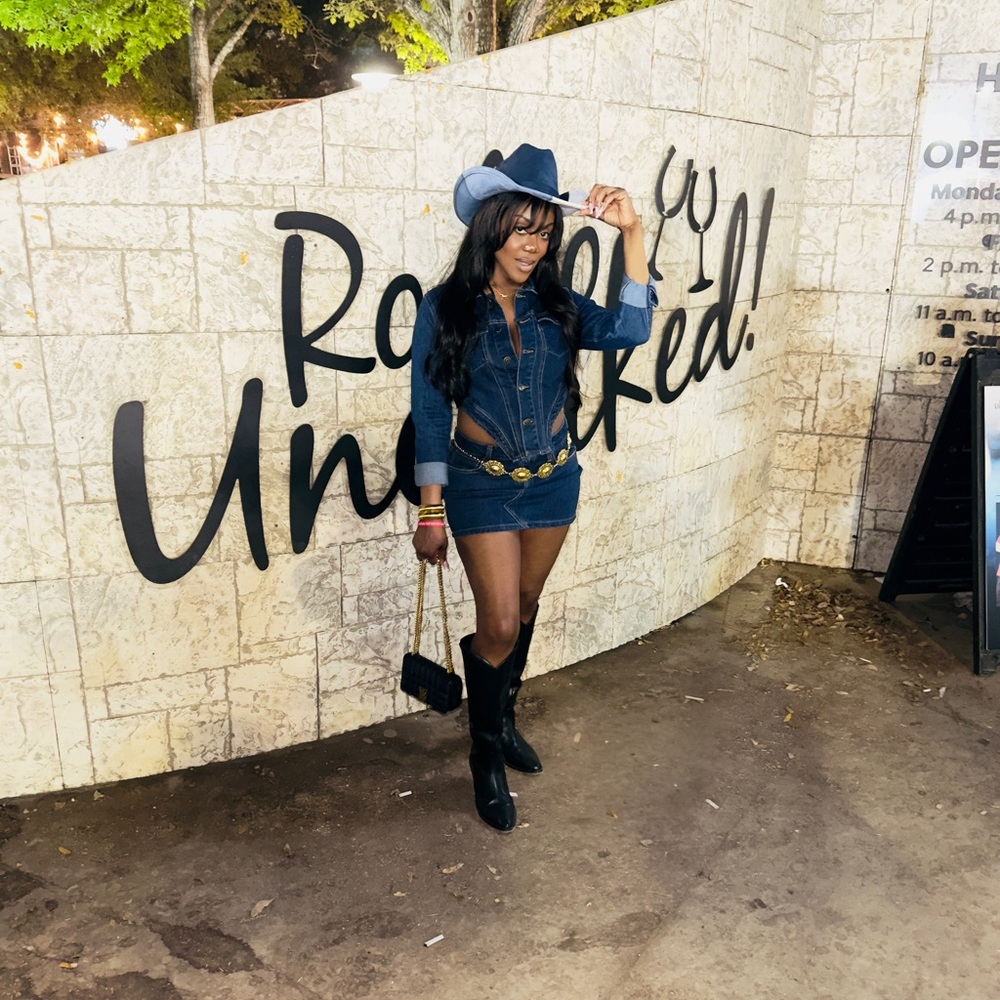 Stylish Denim top and skirt set